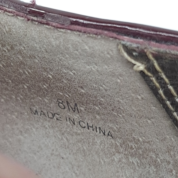 Moda Spana Patent Leather Heels Maroon Pointed Toe - Picture 7 of 10